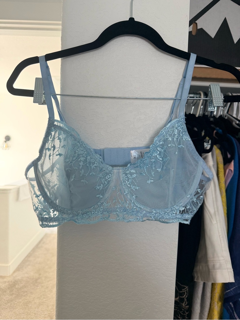 Light Blue Sheer Lace Underwire Bra